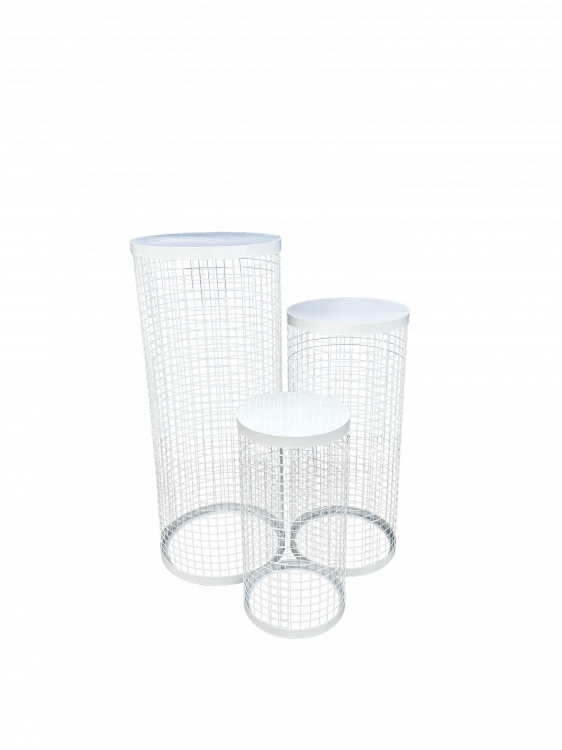 White Steel Mesh Plinth Set