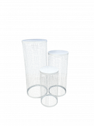 White Steel Mesh Plinth Set
